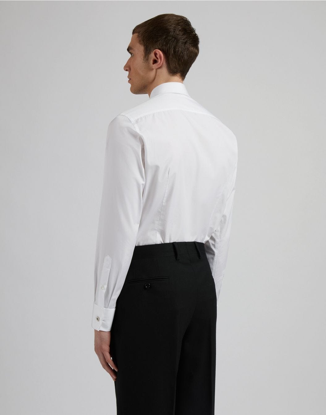 Lardini Camicia bianca in popeline di cotone con finta davanti Italy