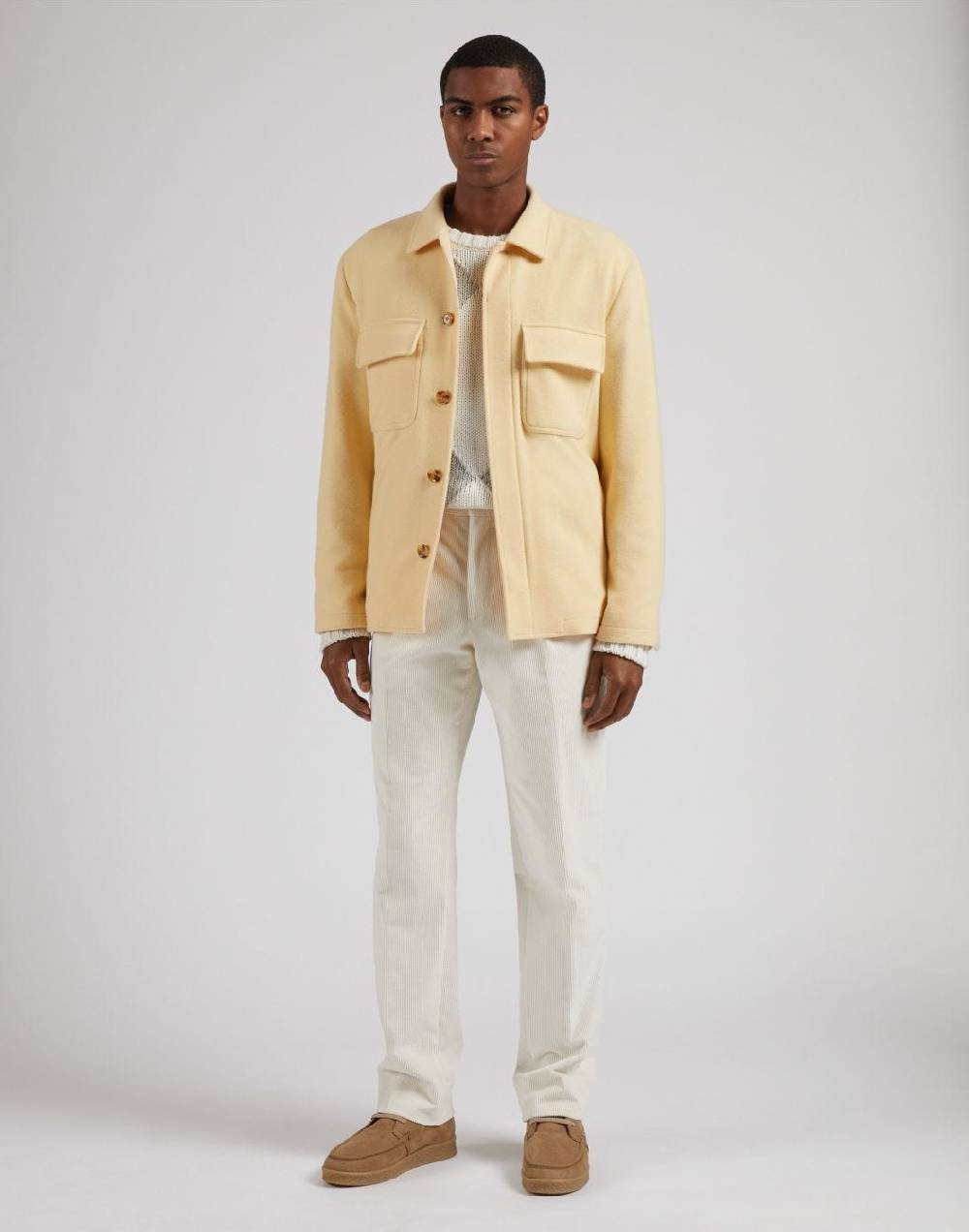 Lardini Giacca camicia gialla in panno lana e cashmere In Linea