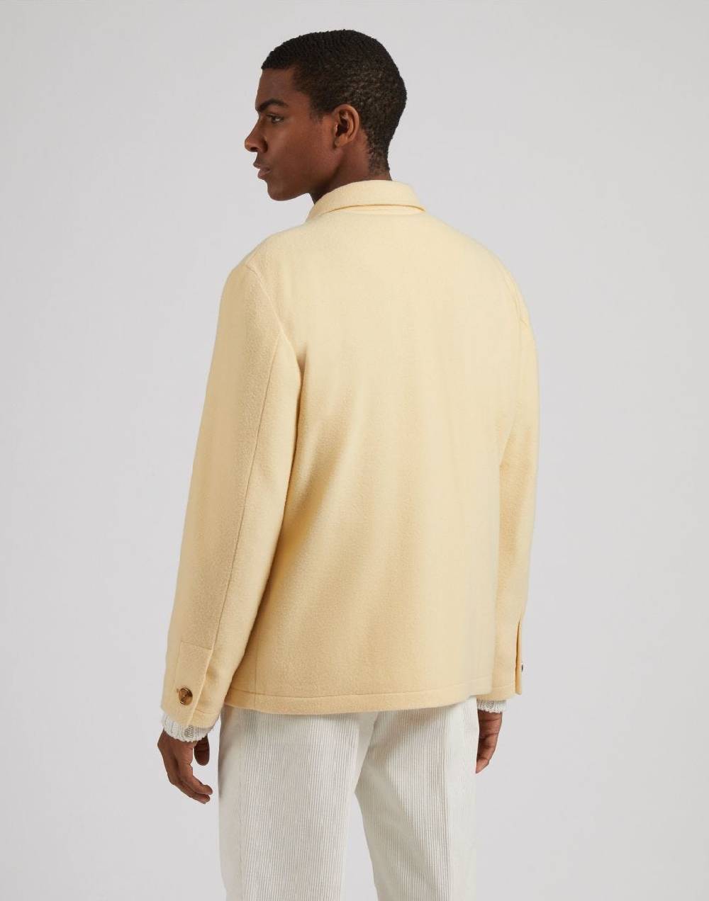 Lardini Giacca camicia gialla in panno lana e cashmere In Linea