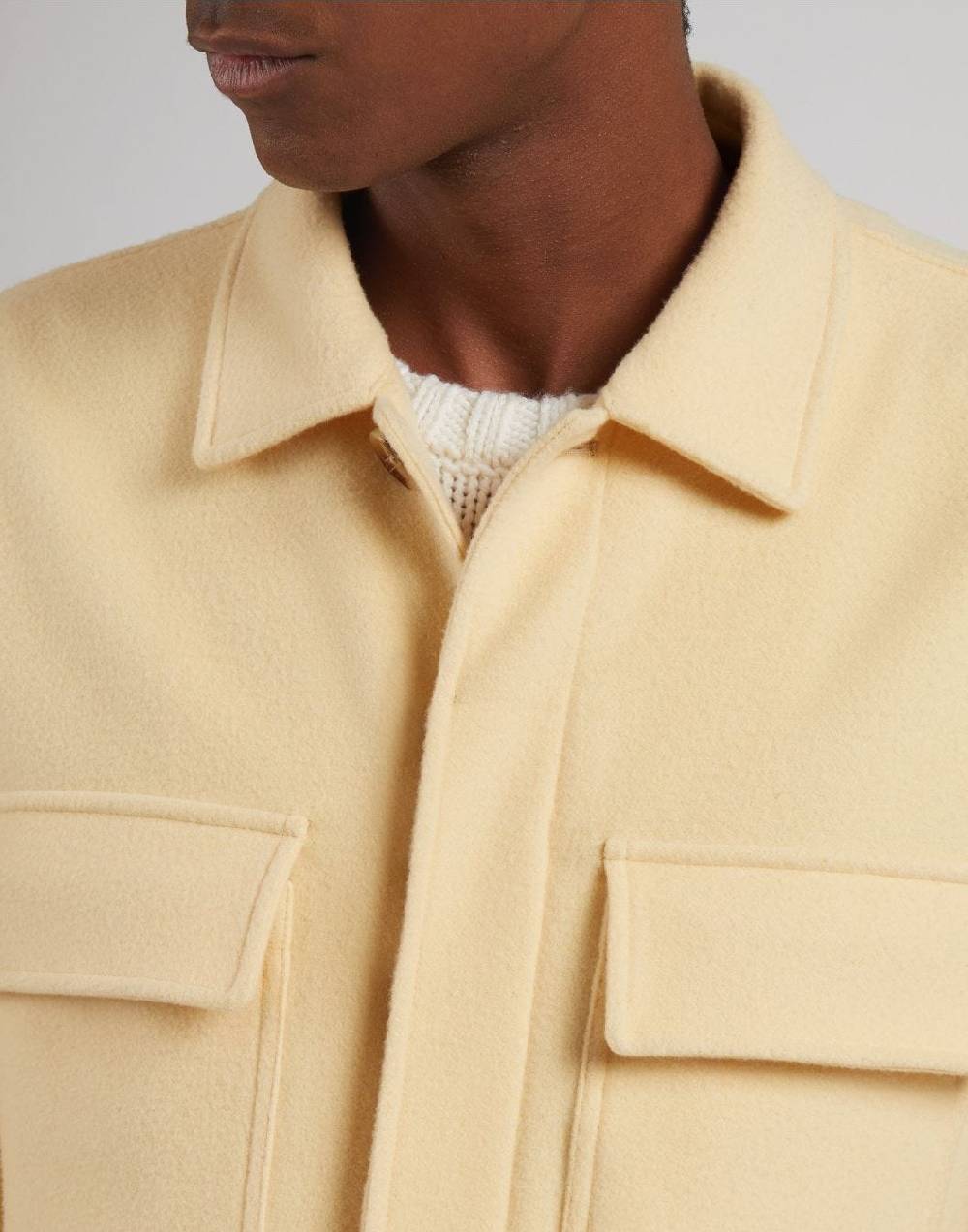 Lardini Giacca camicia gialla in panno lana e cashmere In Linea