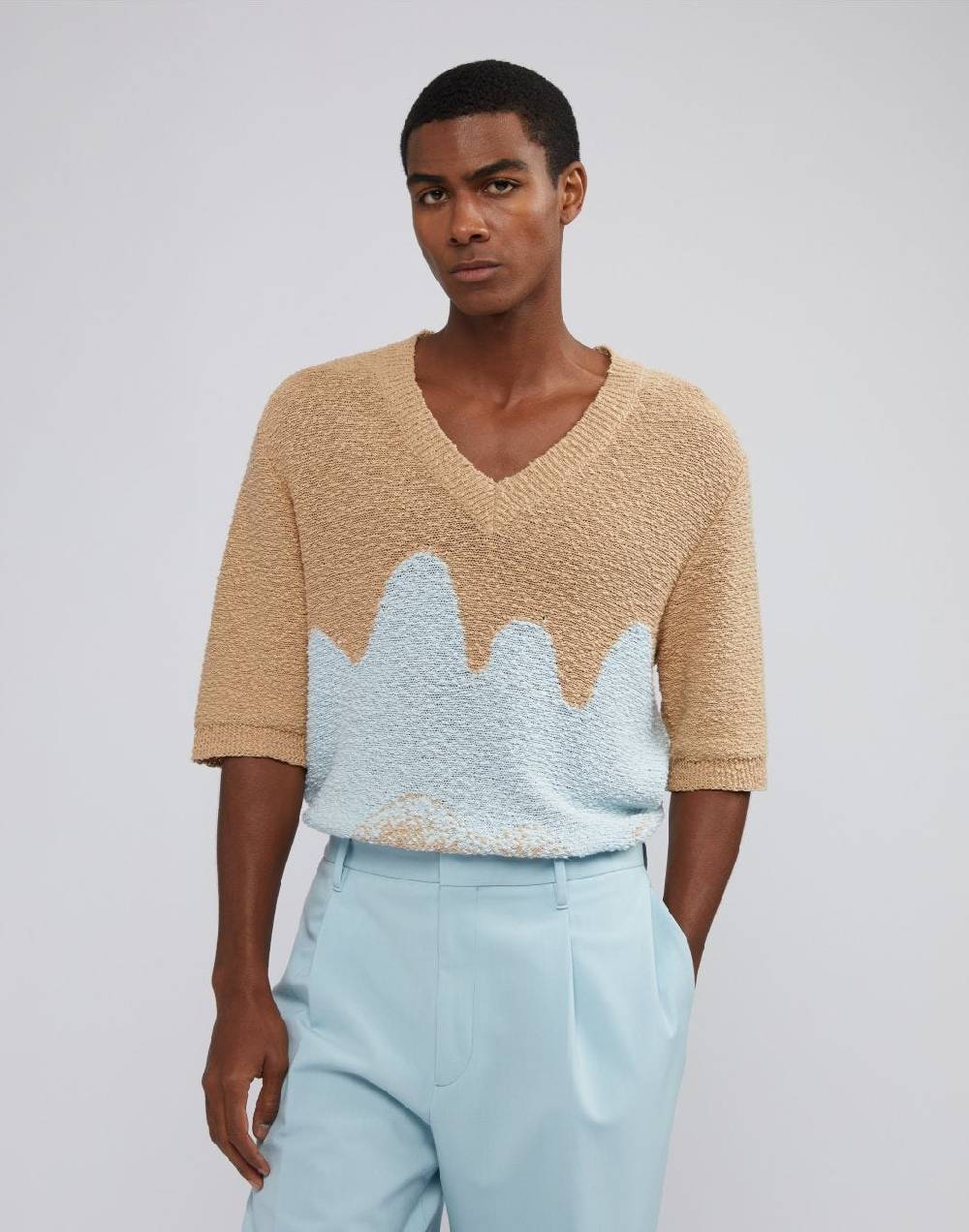 Lardini Maglia a mezza manica con intarsio jacquard Pezzi Unici