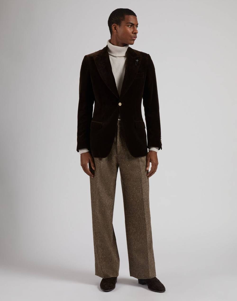 Lardini Giacca monopetto attitude in velluto liscio marrone Affare Del Giorno