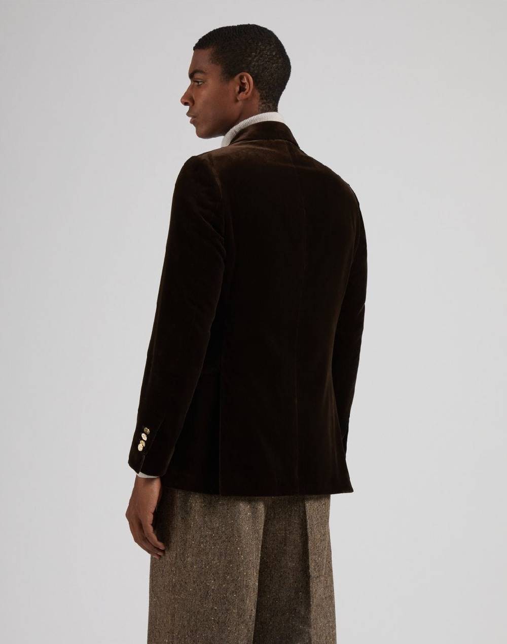 Lardini Giacca monopetto attitude in velluto liscio marrone Affare Del Giorno