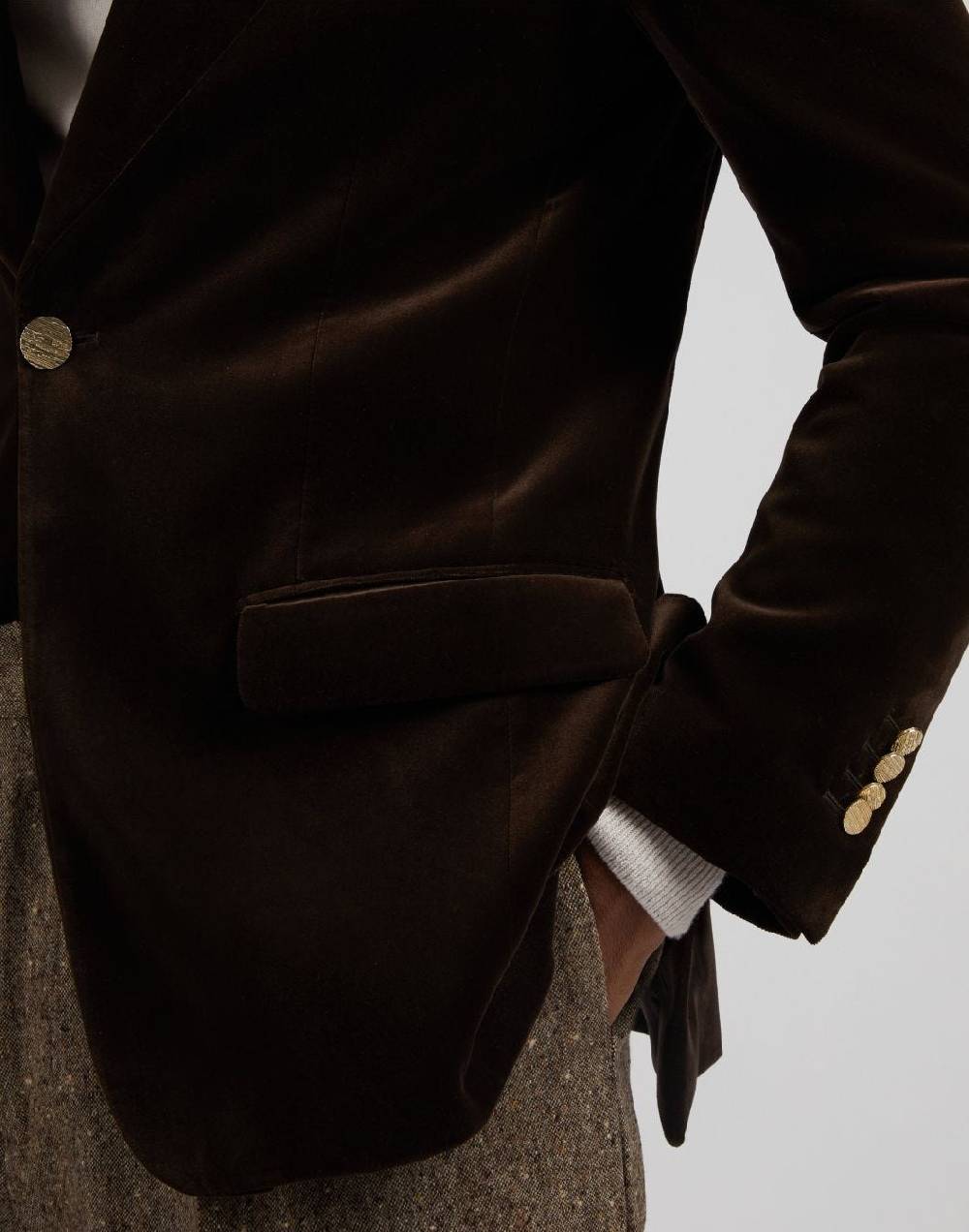 Lardini Giacca monopetto attitude in velluto liscio marrone Affare Del Giorno