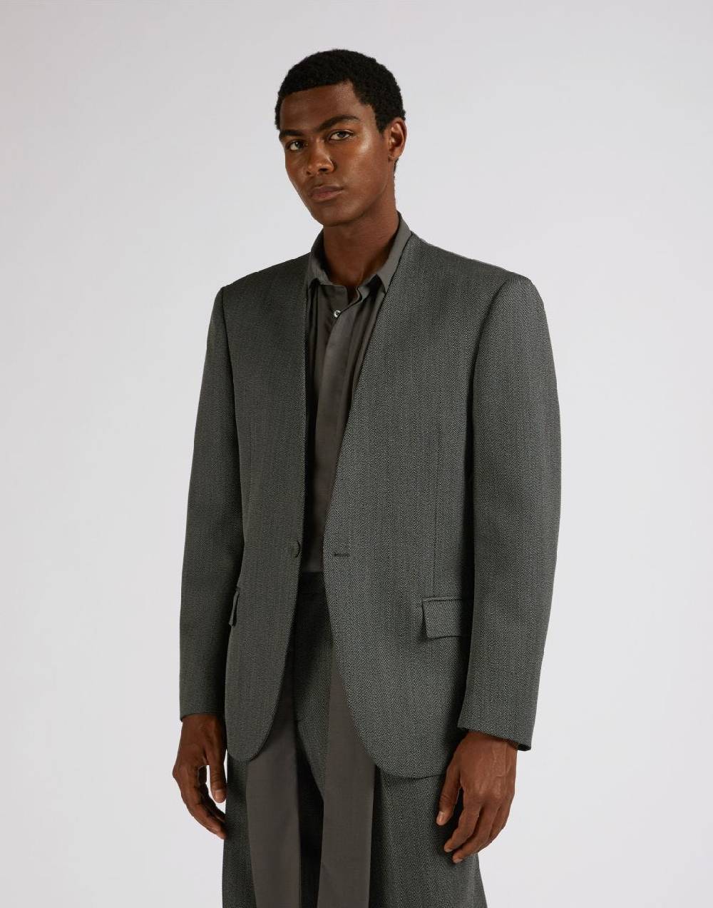 Lardini Giacca monopetto attitude senza rever in lana grigio-bianco Prezzo Ridotto