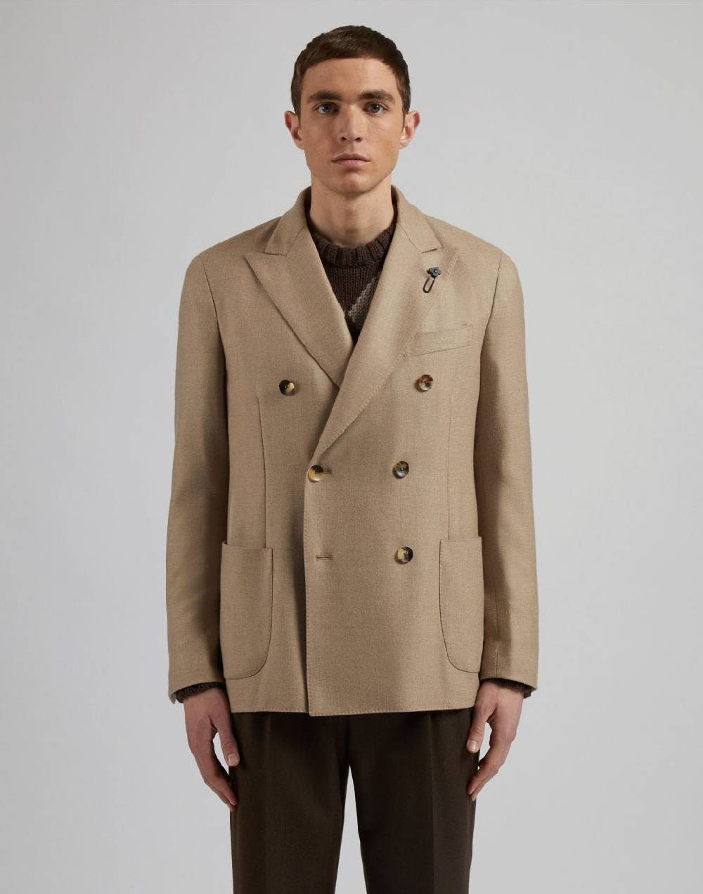 Lardini Giacca special line beige doppiopetto in cashmere natural stretch Convenienza