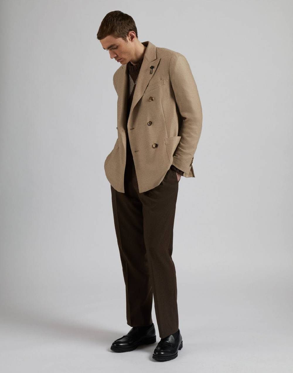 Lardini Giacca special line beige doppiopetto in cashmere natural stretch Convenienza