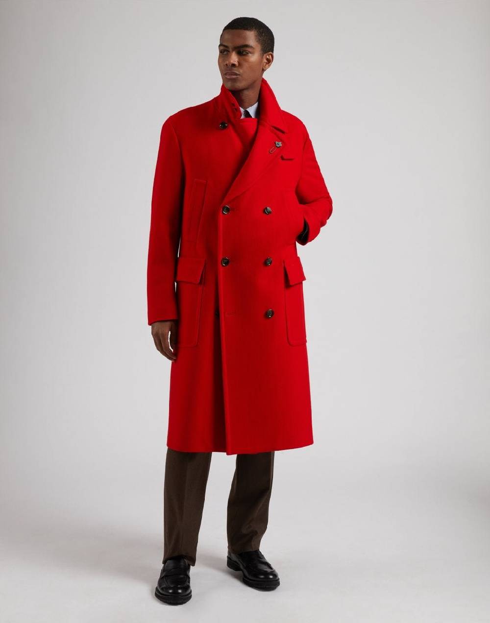 Lardini Cappotto doppiopetto rosso in tessuto misto lana Outlet