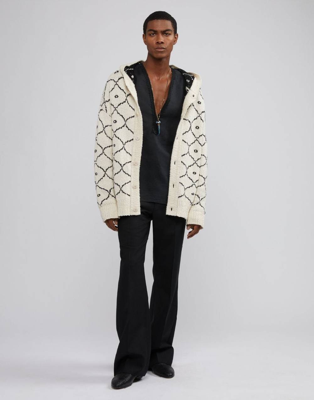 Lardini Cardigan in maglia con bottoni e cappuccio In Vendita