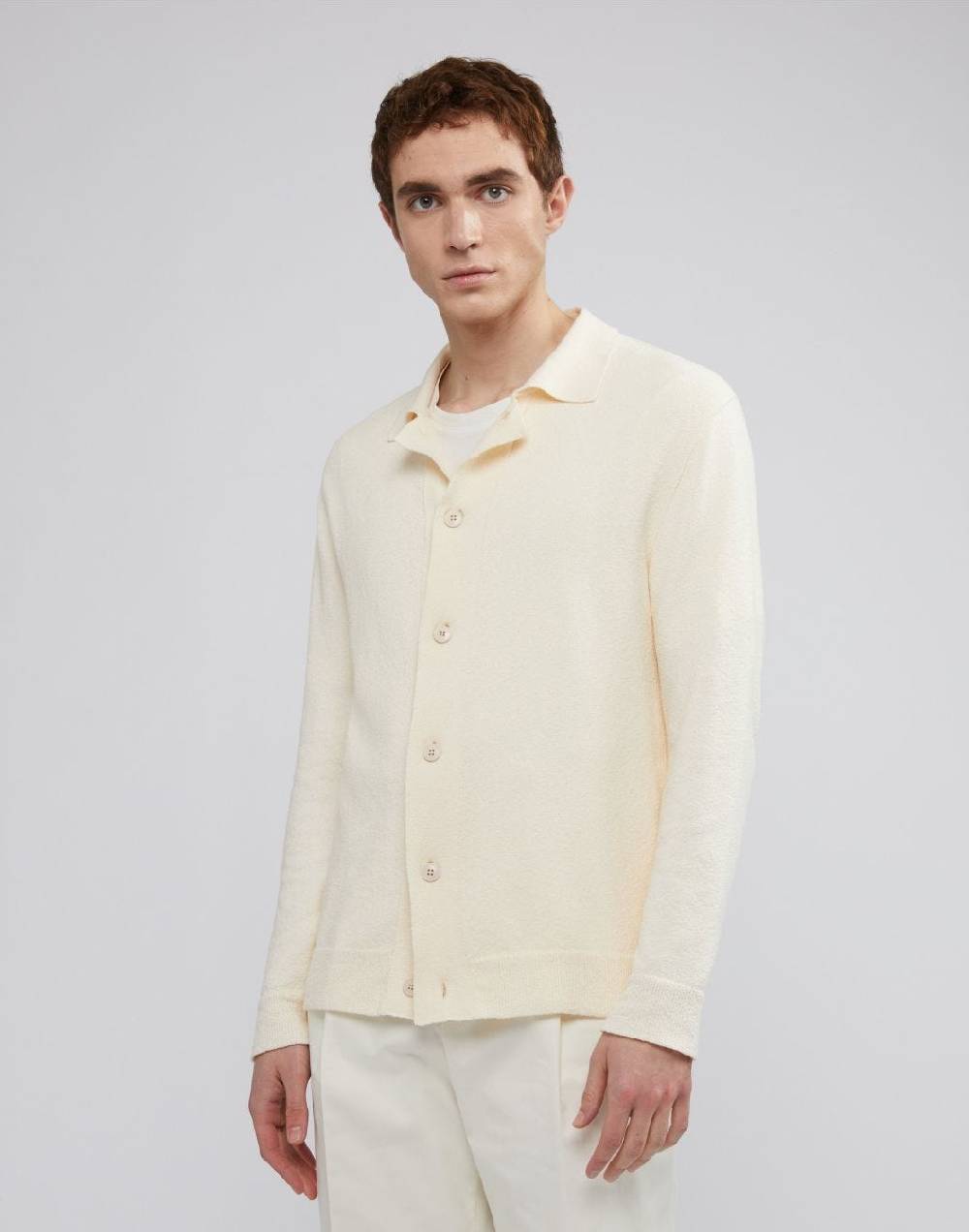 Lardini Cardigan panna in cotone e poliamide con bottoni Saldi