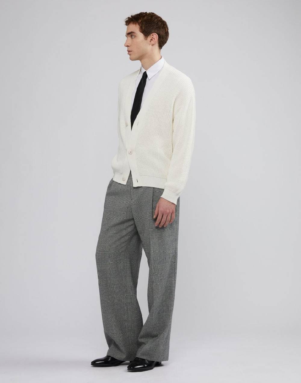 Lardini Cardigan bianco in cotone crêpe e lavorazione a coste Offerte