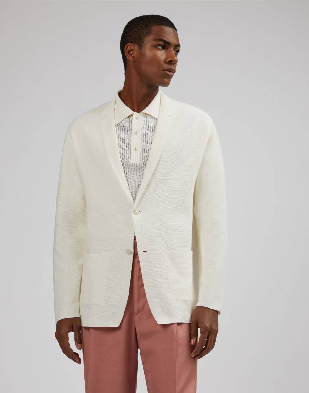 Lardini Giacca maglia stretch panna Hotsell