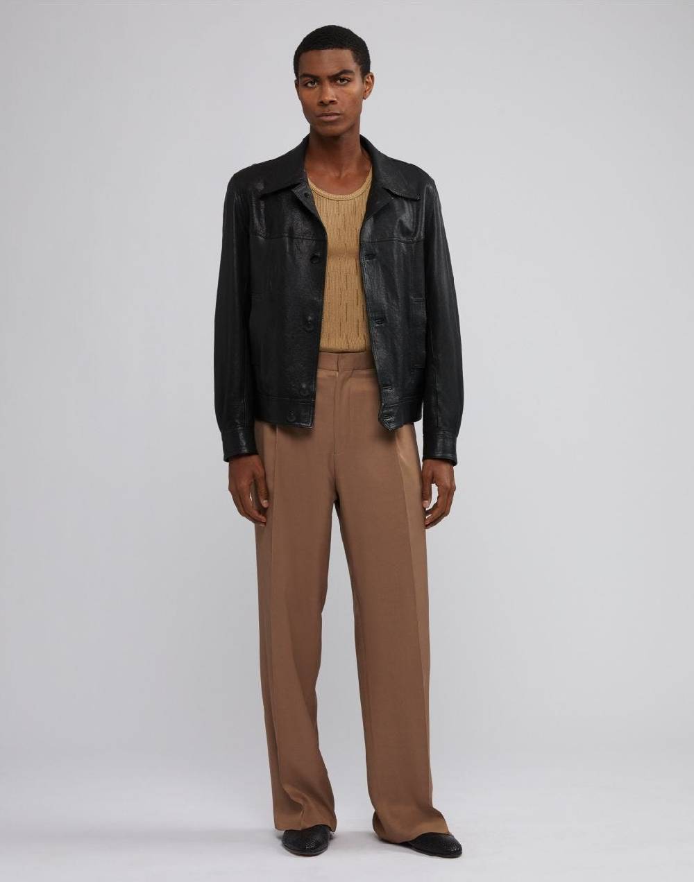 Lardini Canotta in maglia beige con costina Vendita Calda