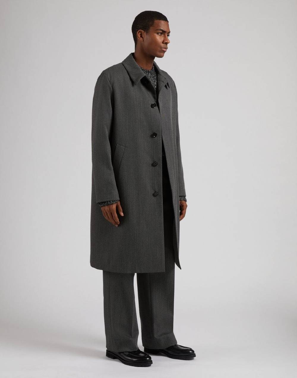 Lardini Cappotto monopetto grigio foderato con finta davanti Saldi Di Fabbrica