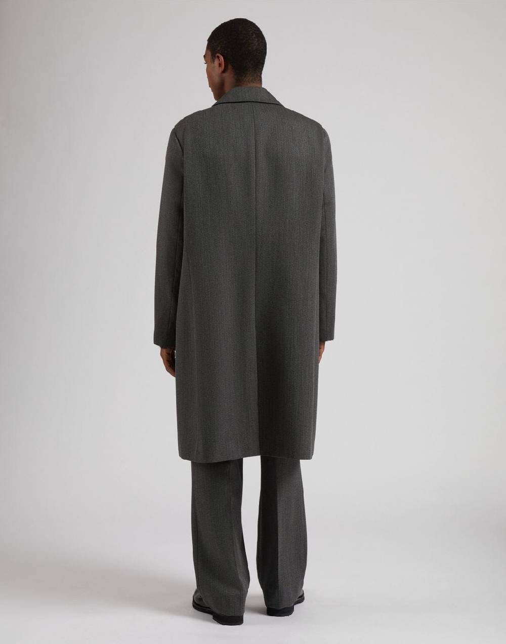 Lardini Cappotto monopetto grigio foderato con finta davanti Saldi Di Fabbrica