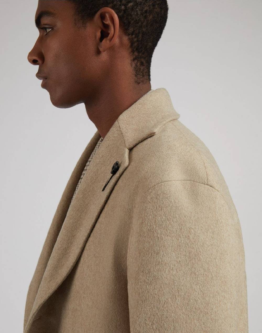 Lardini Cappotto monopetto beige in cashmere look beaver Vendite Flash