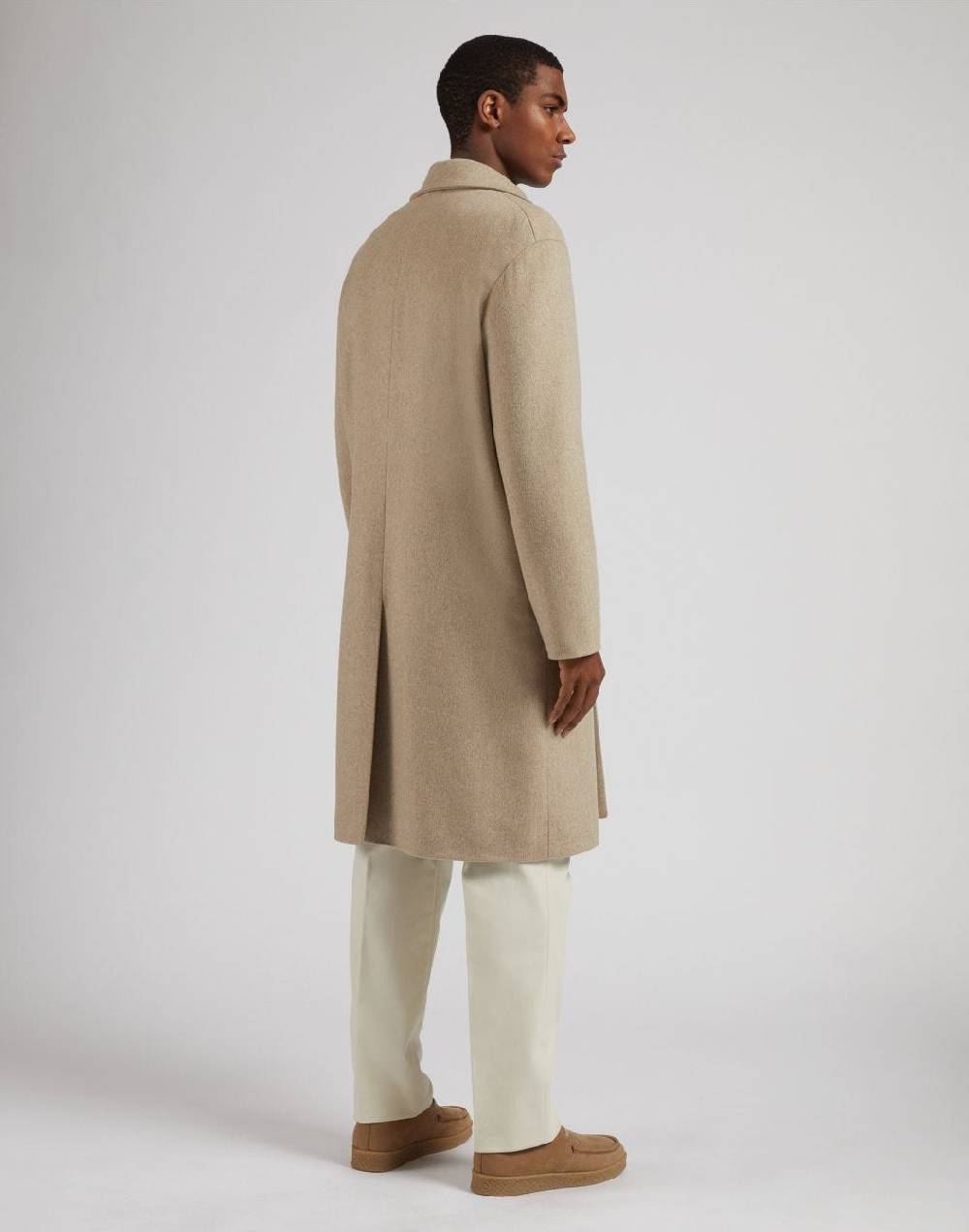 Lardini Cappotto monopetto beige in cashmere look beaver Vendite Flash