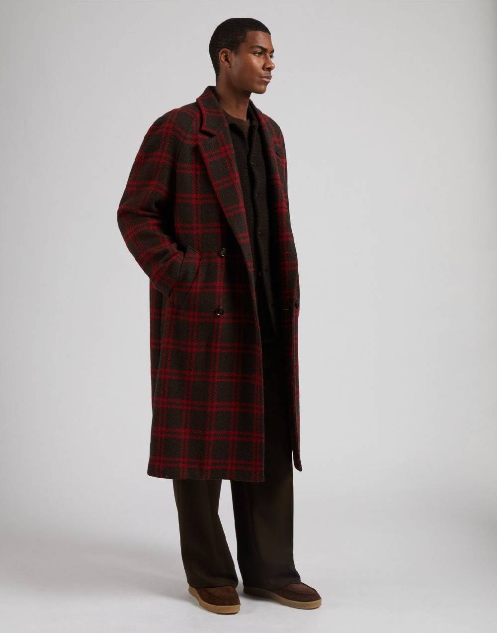 Lardini Cappotto doppiopetto maxi quadro in lana inglese shetland In Saldo