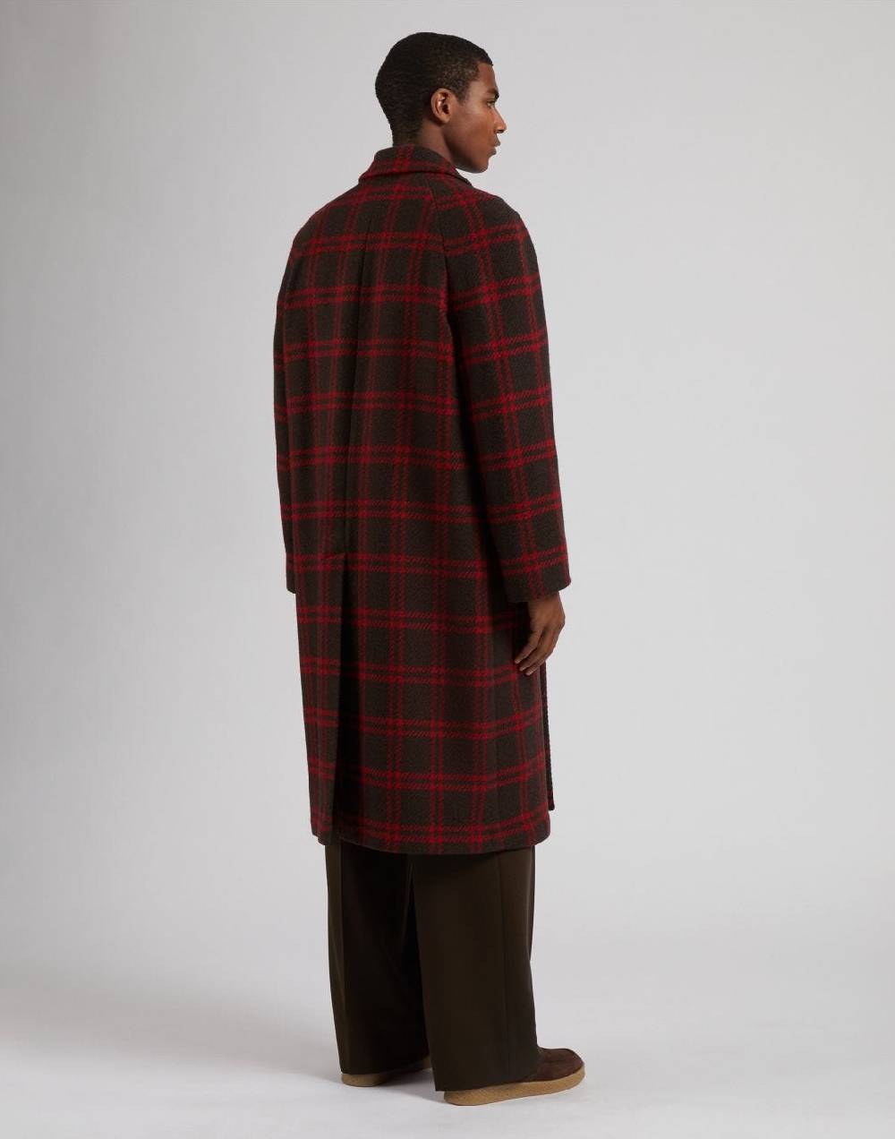 Lardini Cappotto doppiopetto maxi quadro in lana inglese shetland In Saldo