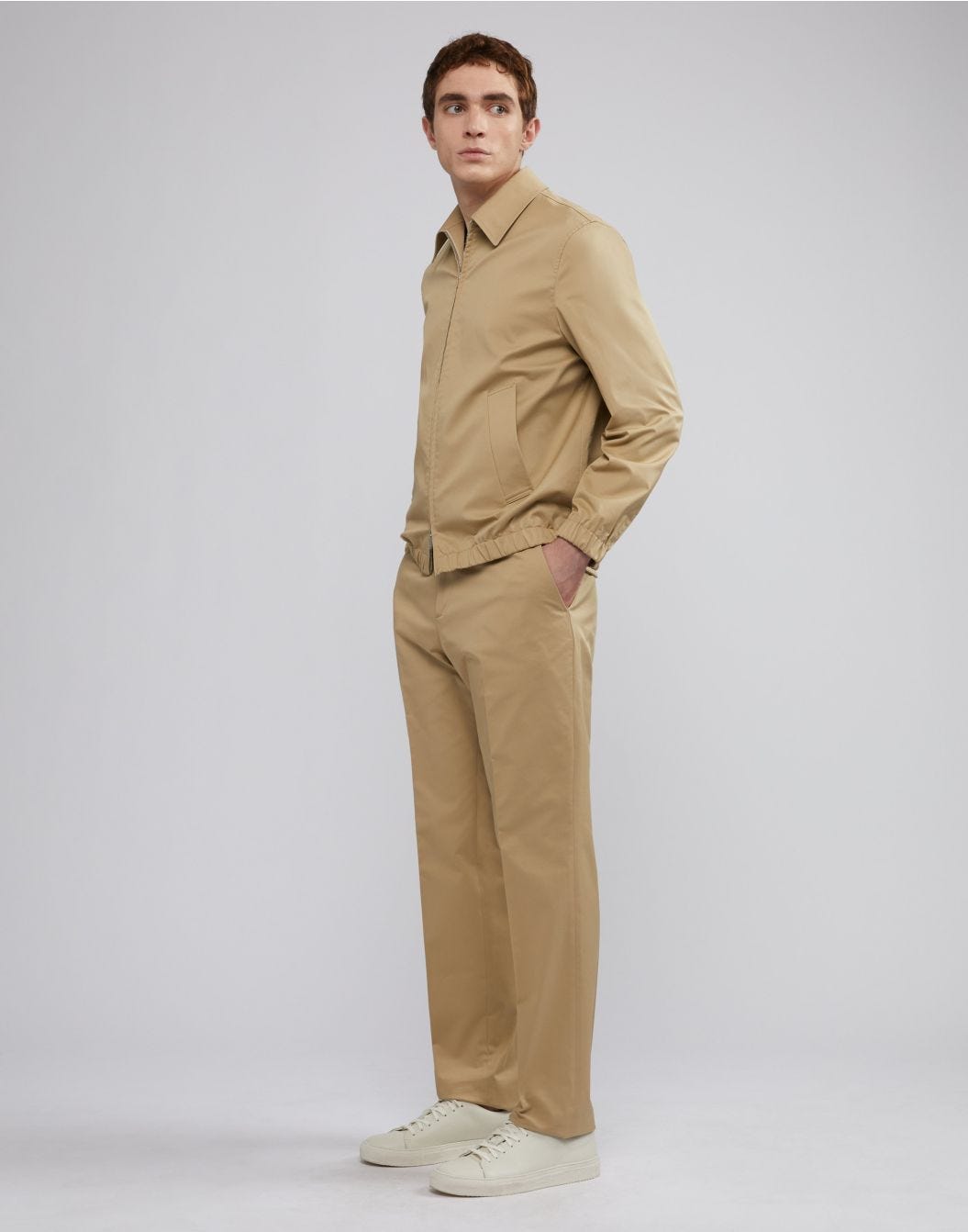 Lardini Pantalone nocciola senza pinces in drill di cotone stretch Moda