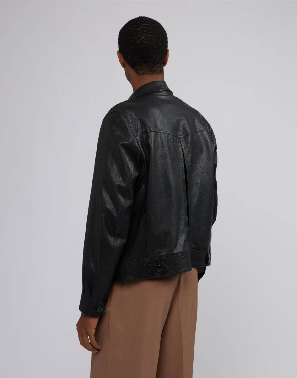 Lardini Giubbino in pelle nera foderato Italy