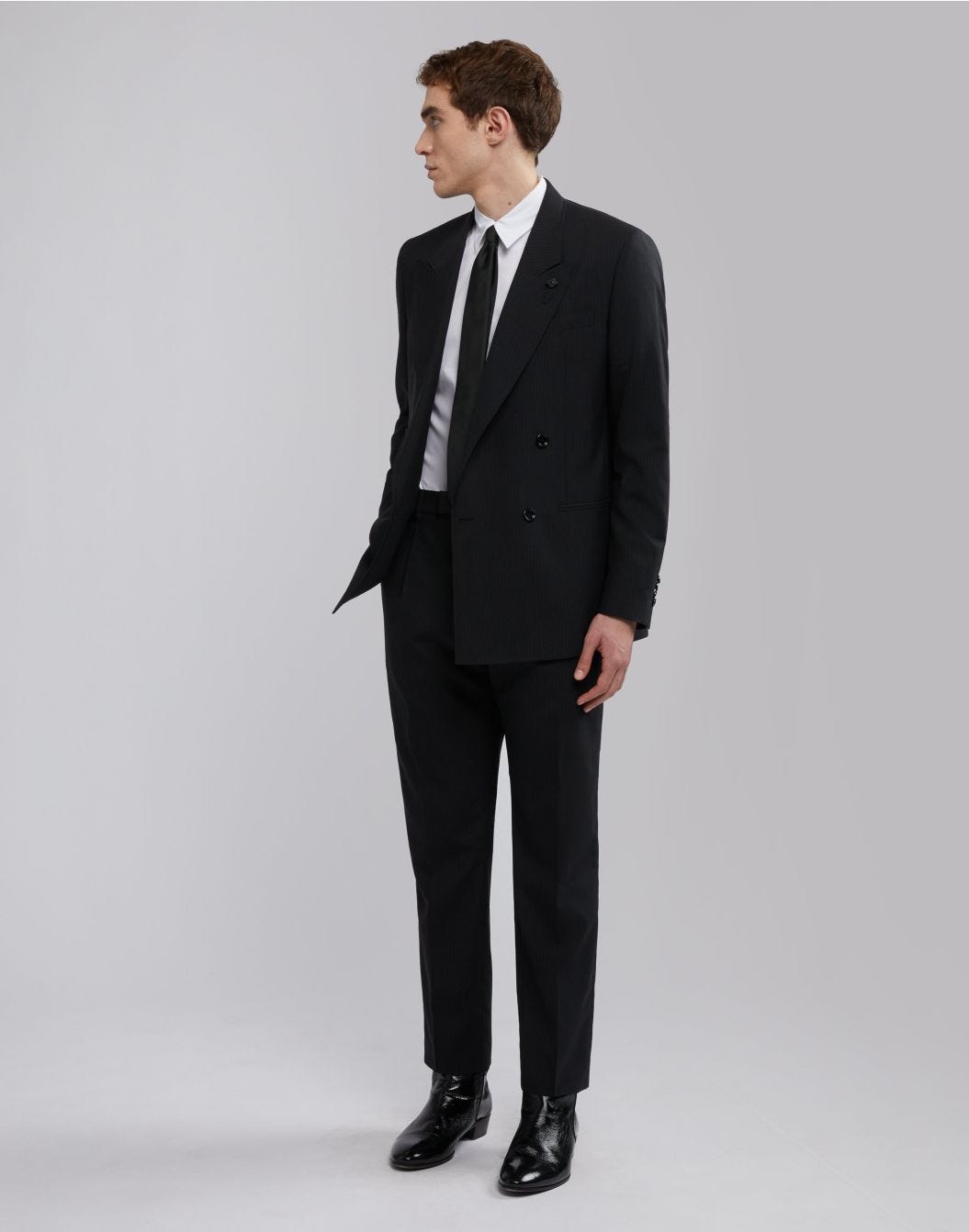 Lardini Pantalone nero con gessatura a contrasto Prezzo Ridotto