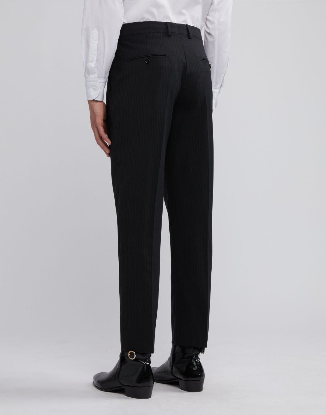 Lardini Pantalone nero con gessatura a contrasto Prezzo Ridotto