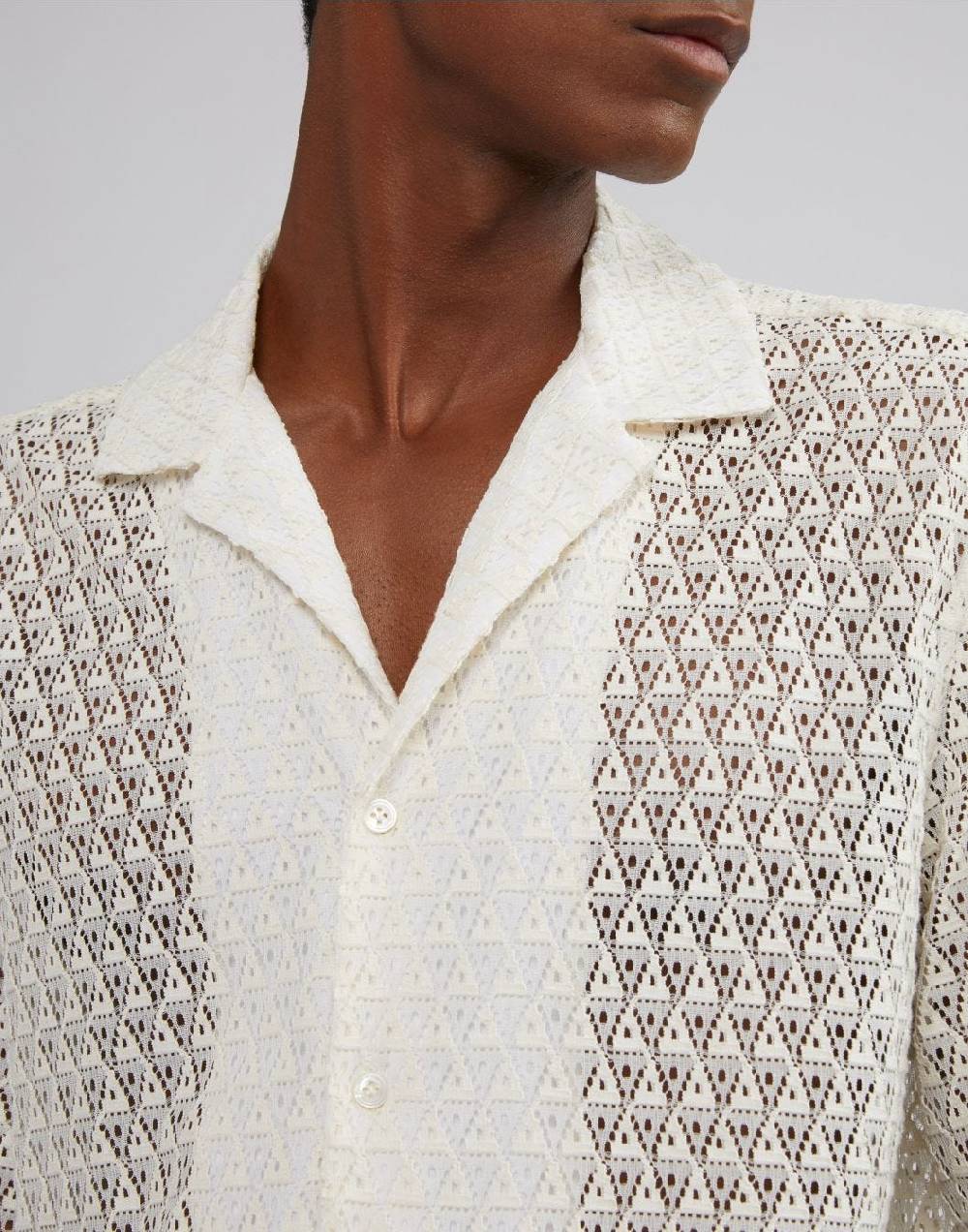 Lardini Camicia bianca in macramè con disegno geometrico Online