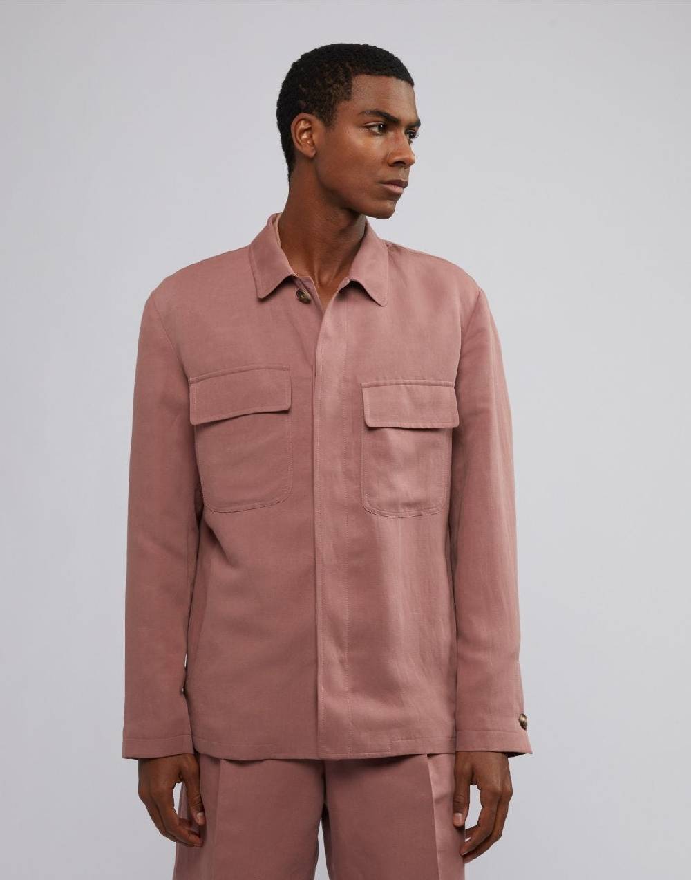 Lardini Giacca camicia rosa in lino e micro tencel 4 tasche Vendite Flash