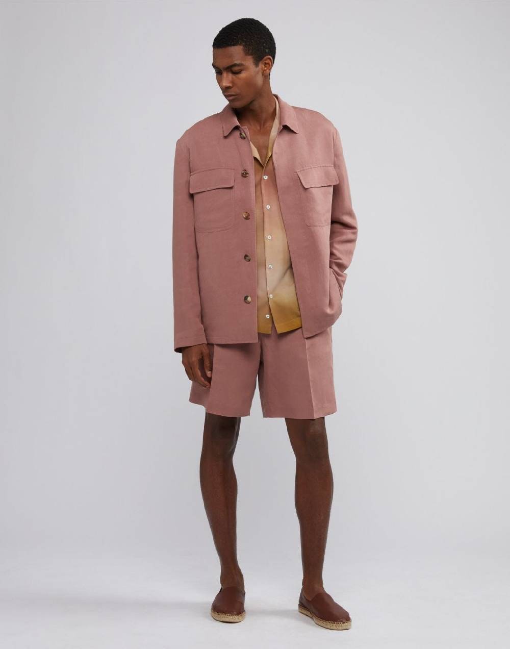 Lardini Giacca camicia rosa in lino e micro tencel 4 tasche Vendite Flash