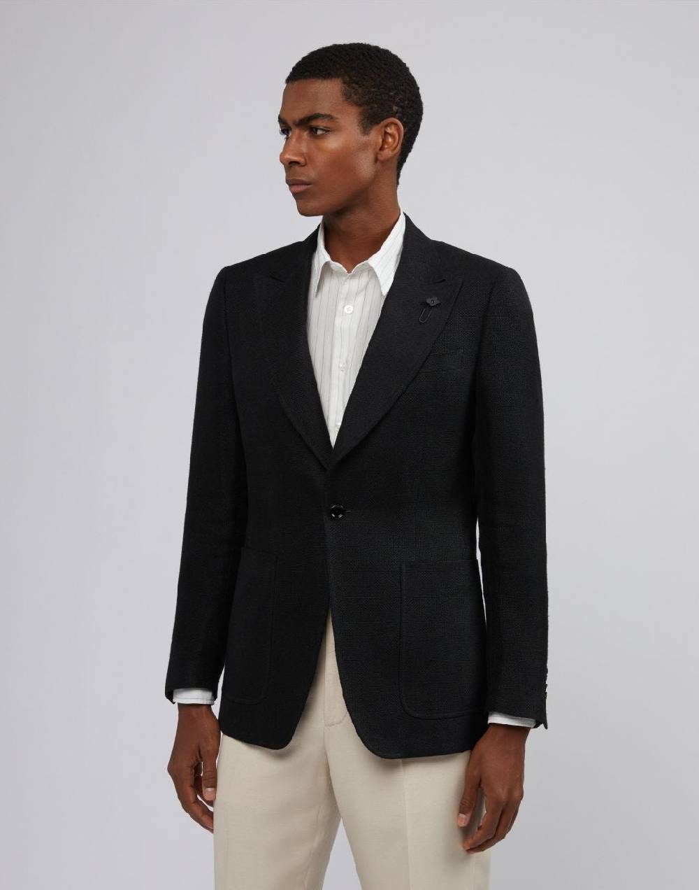 Lardini Giacca monopetto attitude nera in lino In Saldo