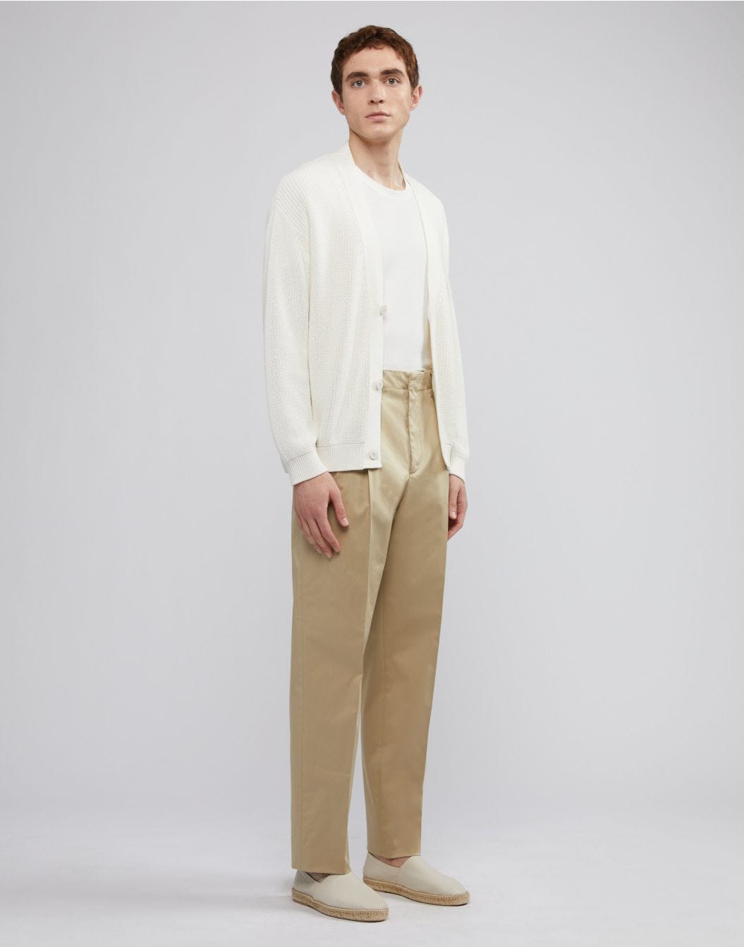 Lardini Pantalone beige in satin stretch di cotone Moda
