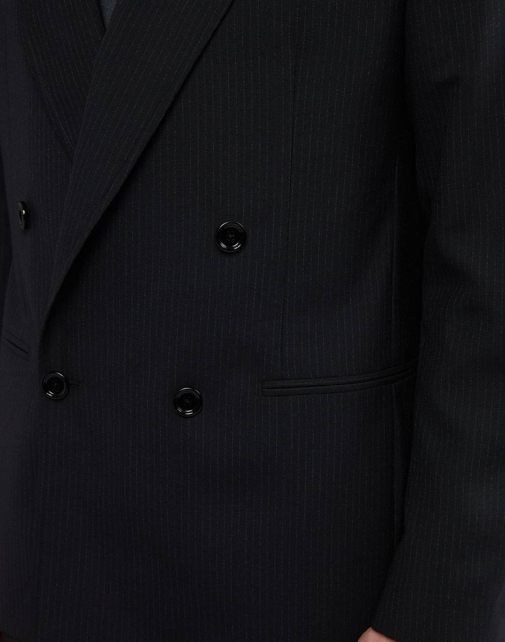 Lardini Giacca doppiopetto attitude nera con gessatura a contrasto Italy