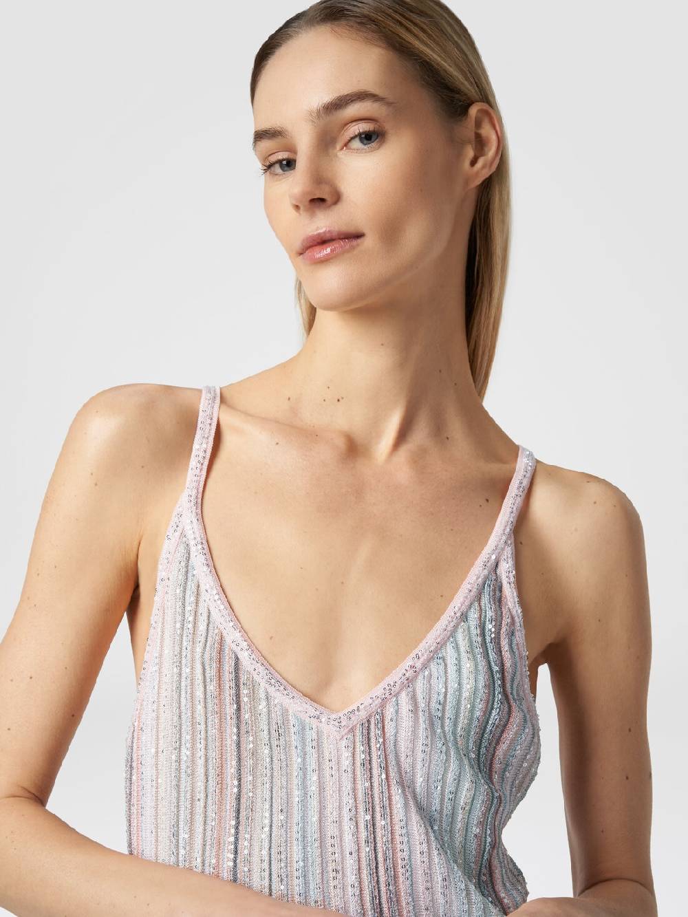 ﻿Missoni Mini-abito in maglia a righe verticali con paillettes Online