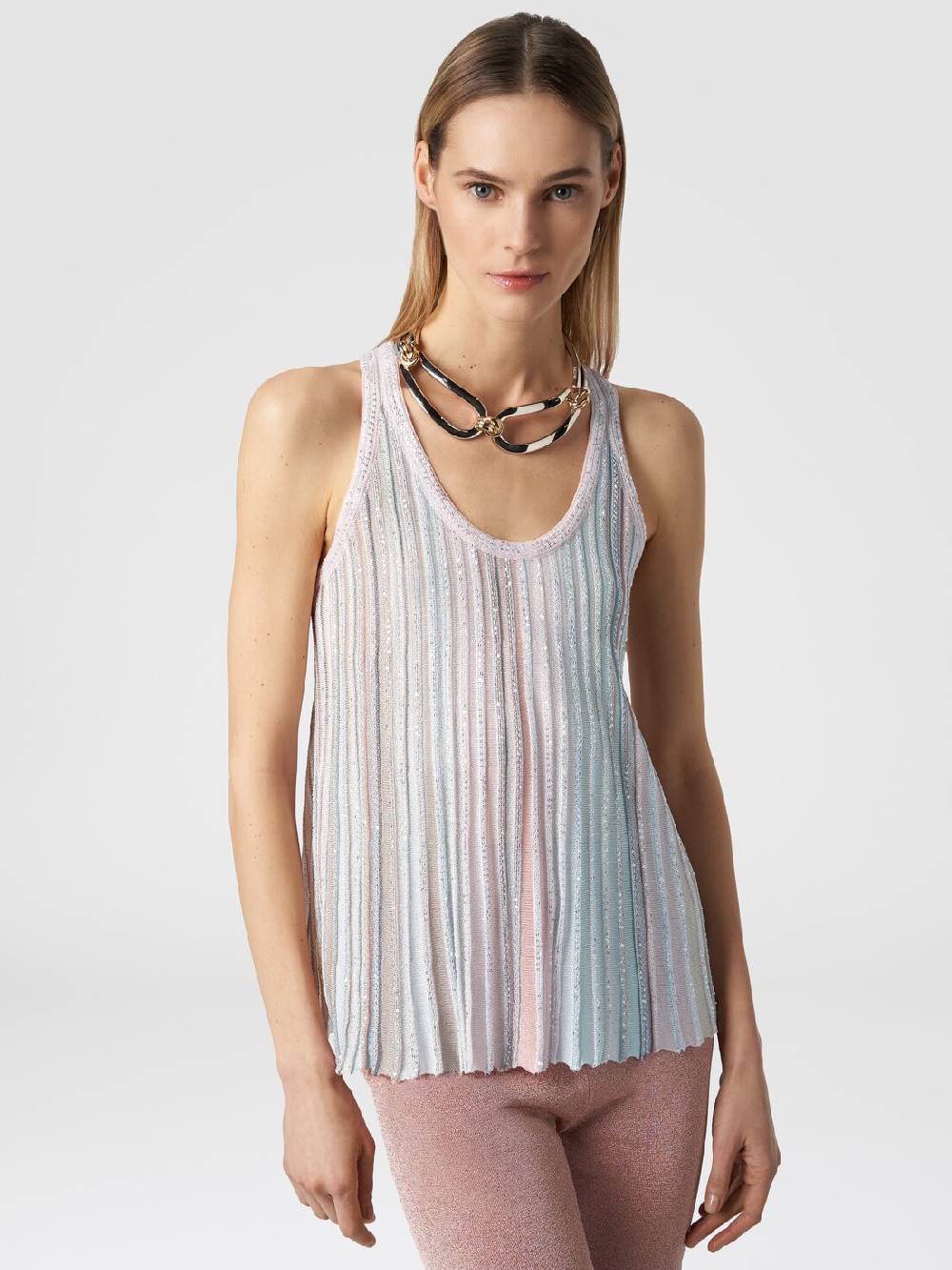 Missoni Canottiera in maglia a righe verticali con paillettes Outlet