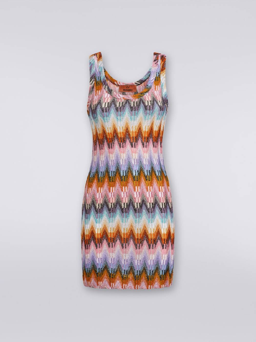 Missoni Mini-abito smanicato in viscosa zig zag con lurex In Vendita