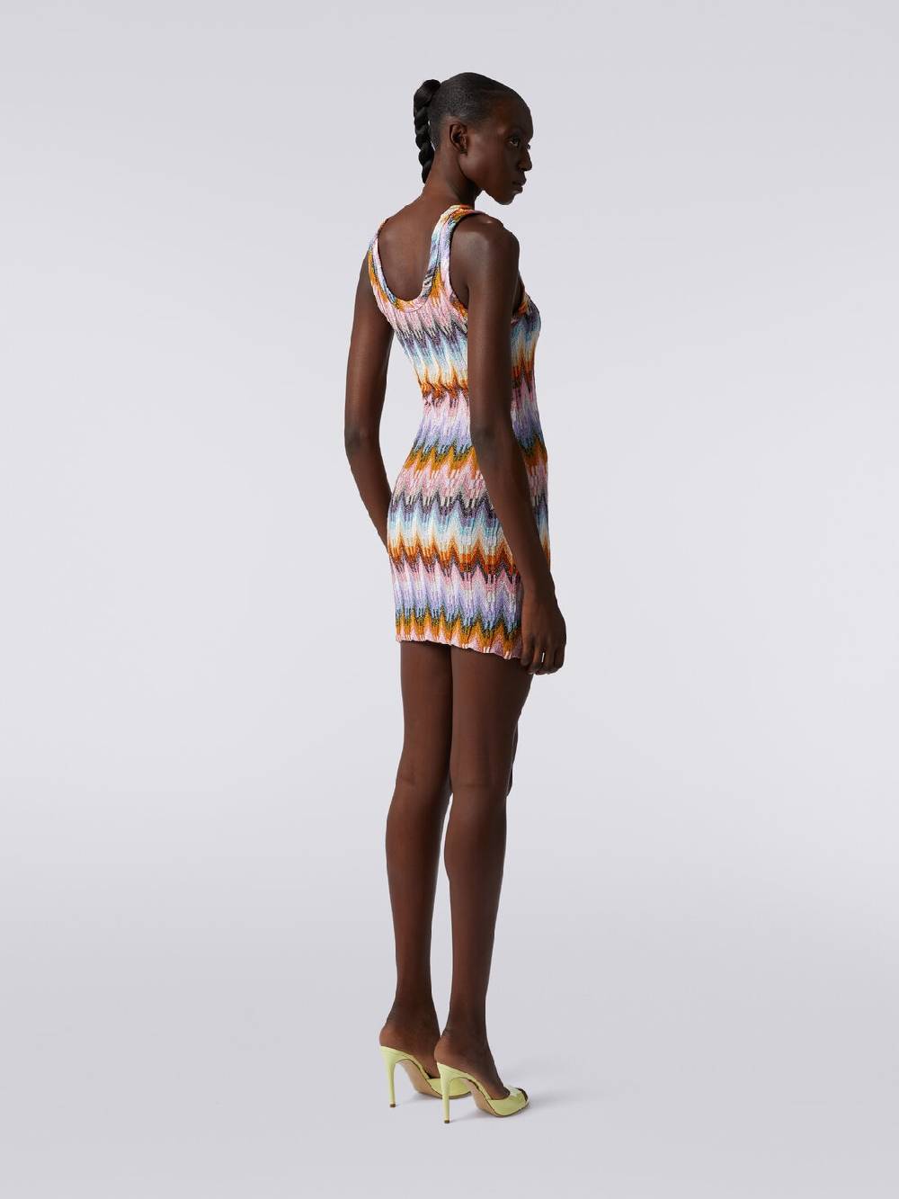 Missoni Mini-abito smanicato in viscosa zig zag con lurex In Vendita