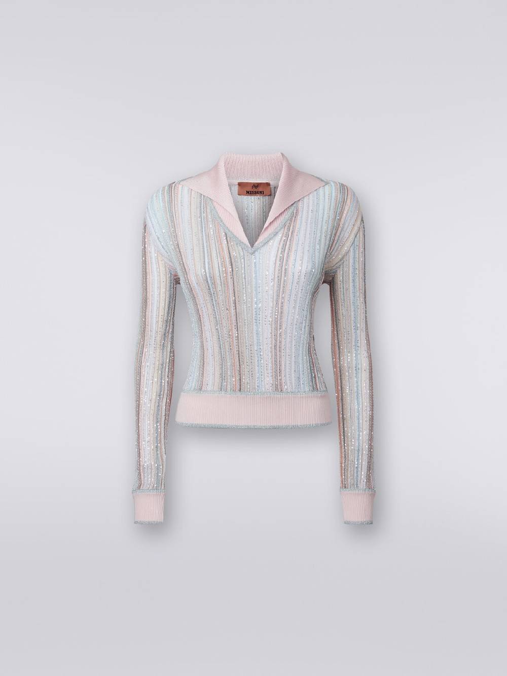 Missoni Top a maniche lunghe con righe verticali e paillettes In Linea