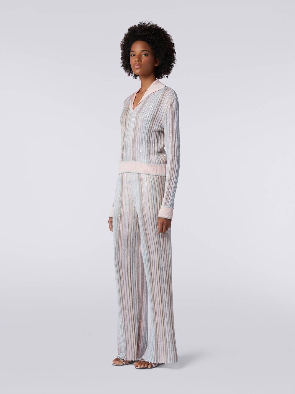 Missoni Top a maniche lunghe con righe verticali e paillettes In Linea
