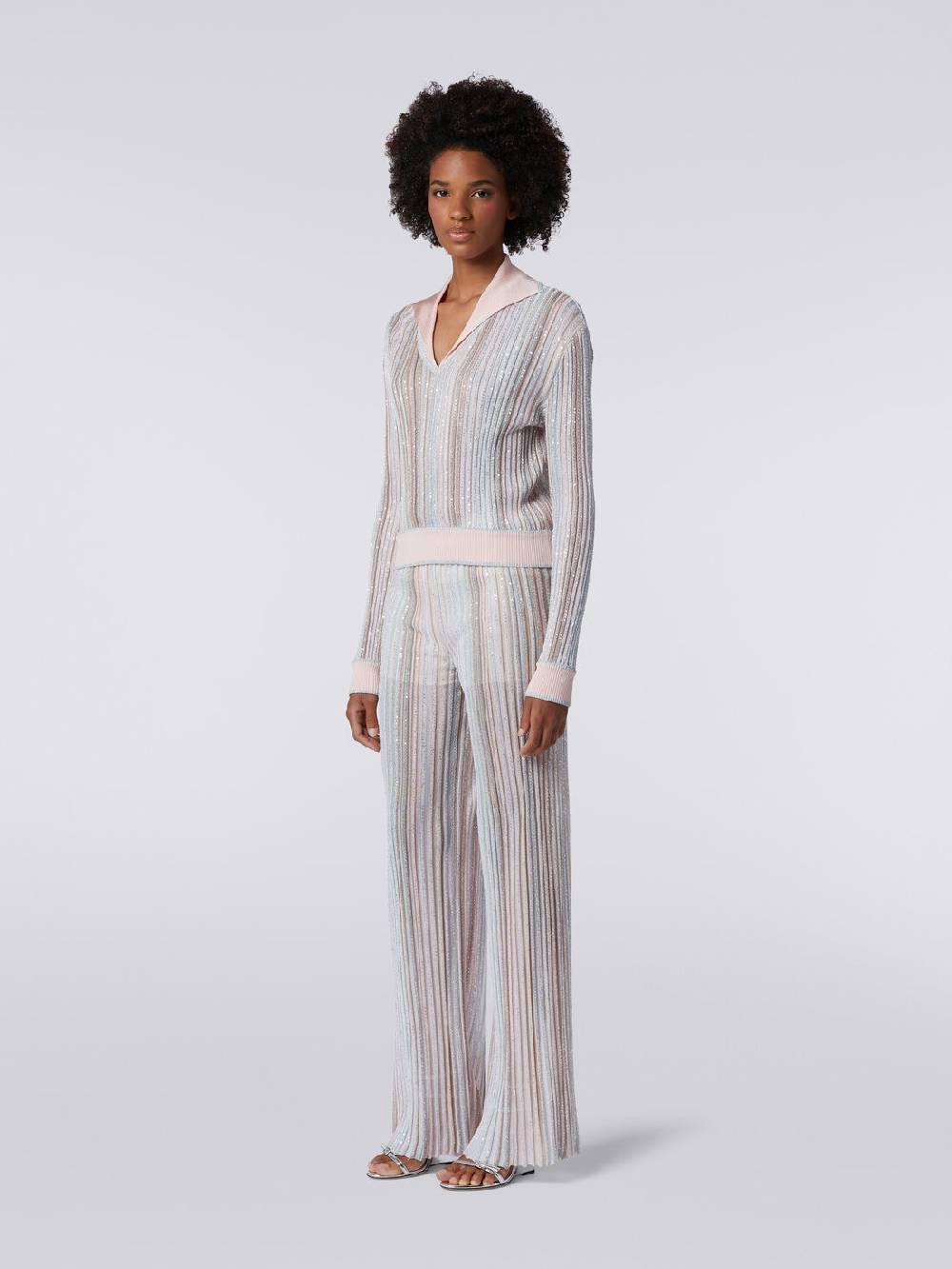 Missoni Pantaloni in maglia a righe verticali con paillettes Vendita Calda