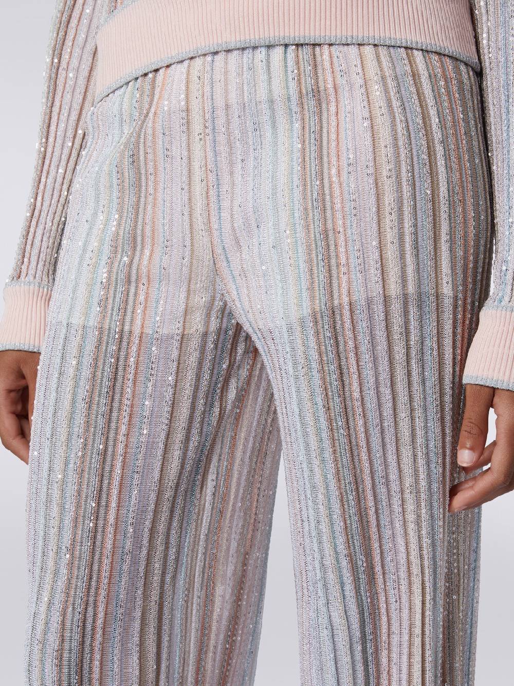Missoni Pantaloni in maglia a righe verticali con paillettes Vendita Calda