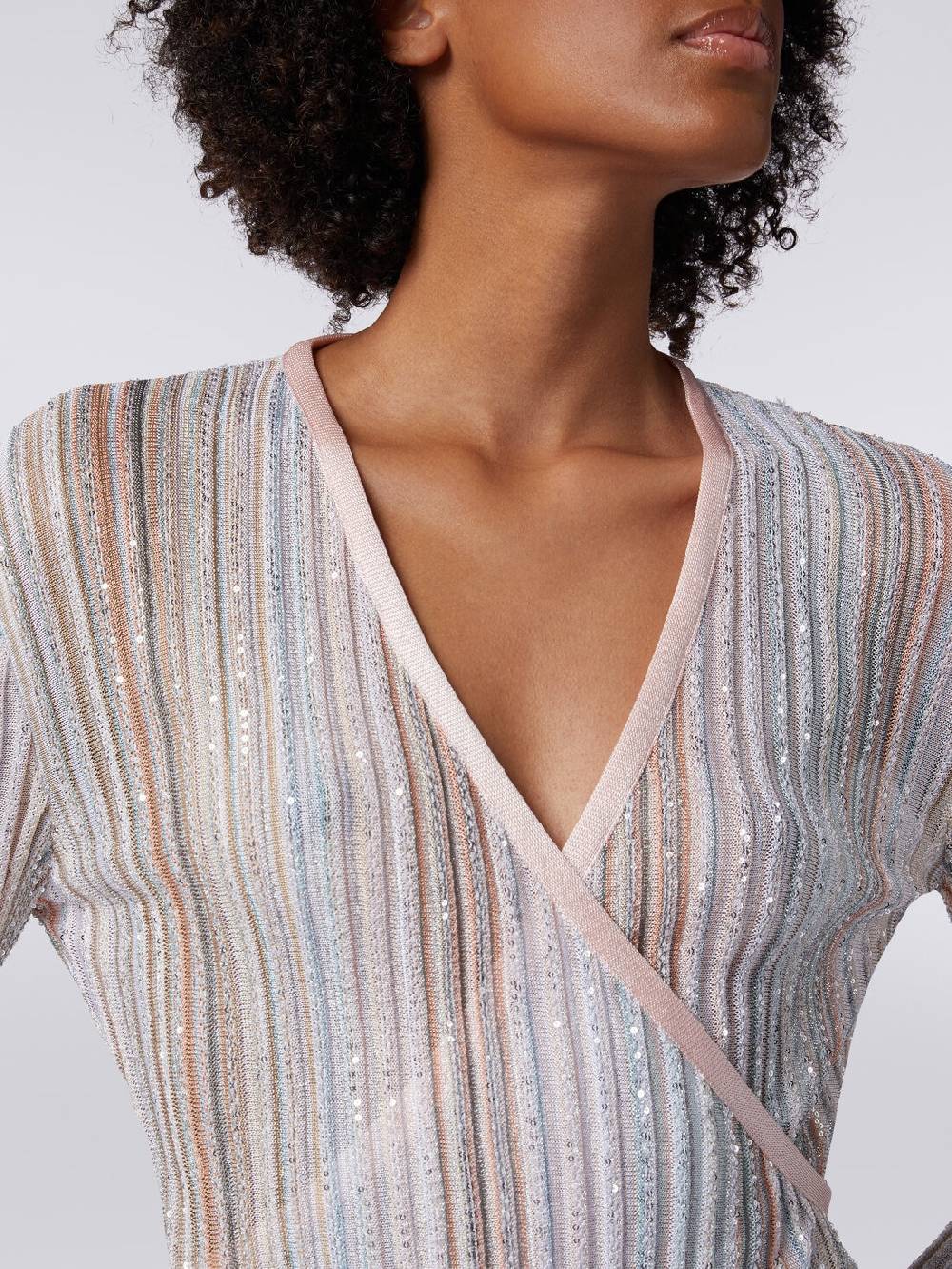 Missoni Abito lungo con chiusura a portafoglio e paillettes Vendita Economica