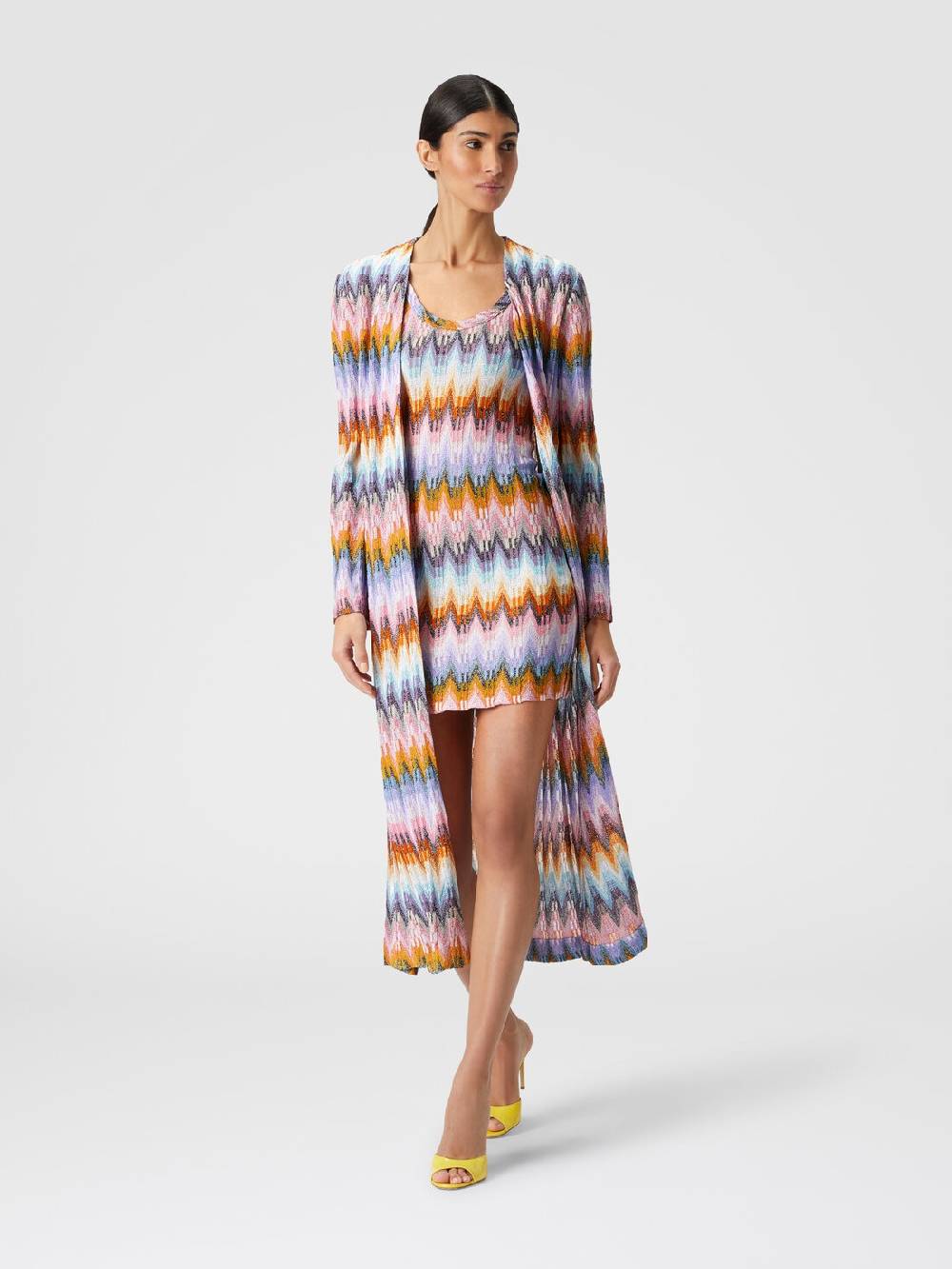 Missoni Cardigan lungo in maglia zig zag lamé