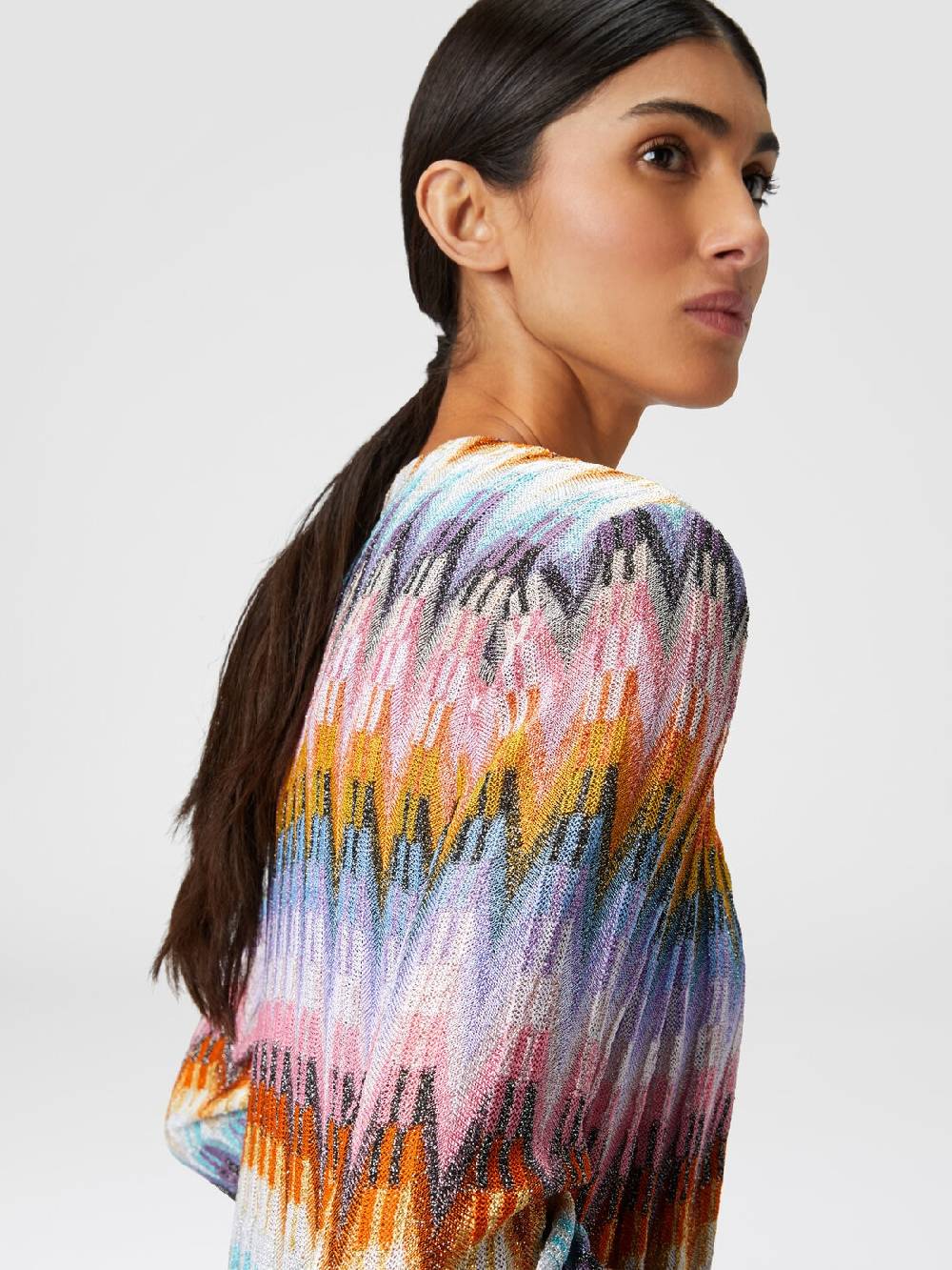Missoni Cardigan lungo in maglia zig zag lamé Saldi Di Fabbrica