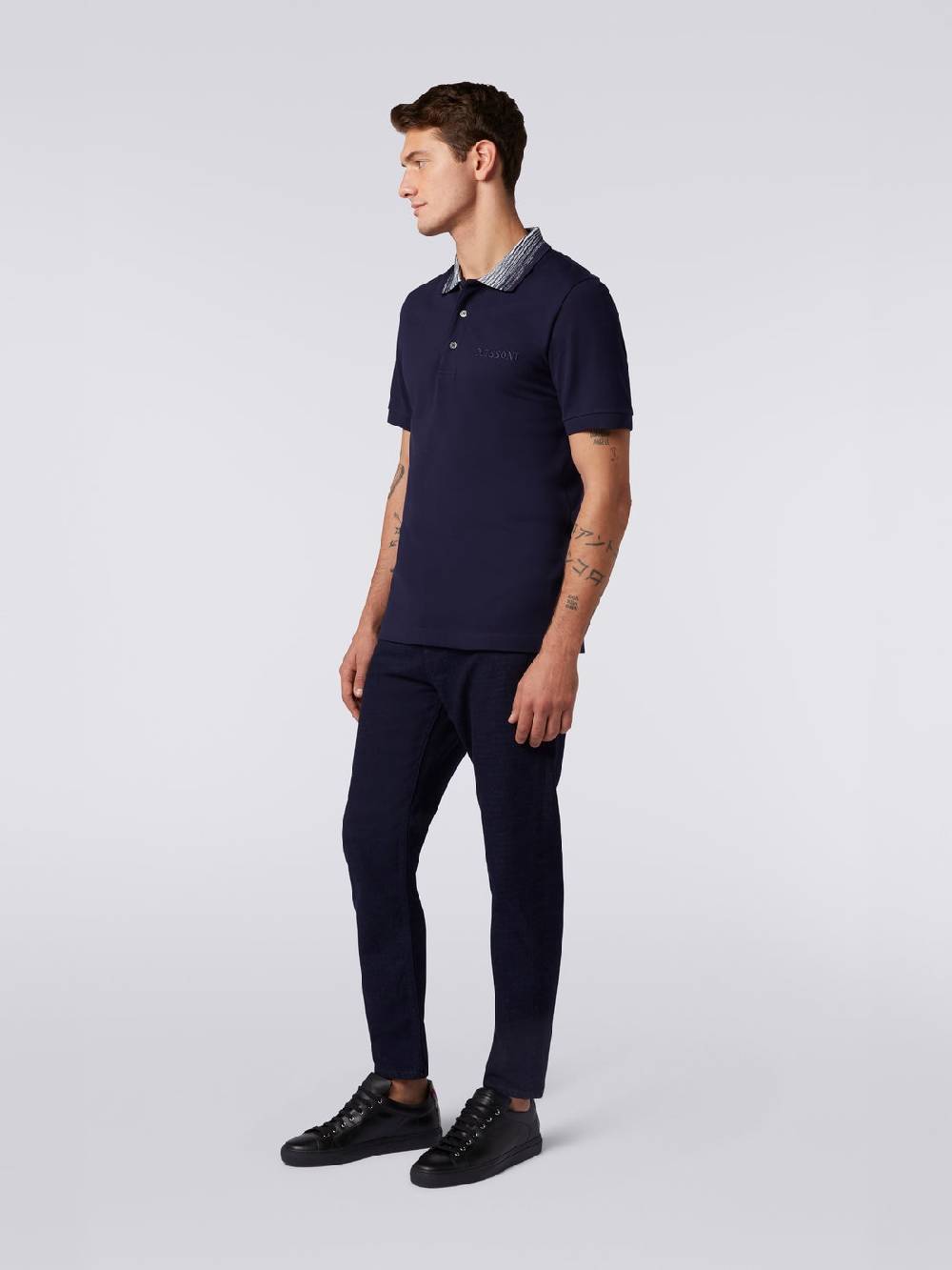 Missoni Polo in cotone con colletto fiammato e scritta logo Spedizione Gratuita