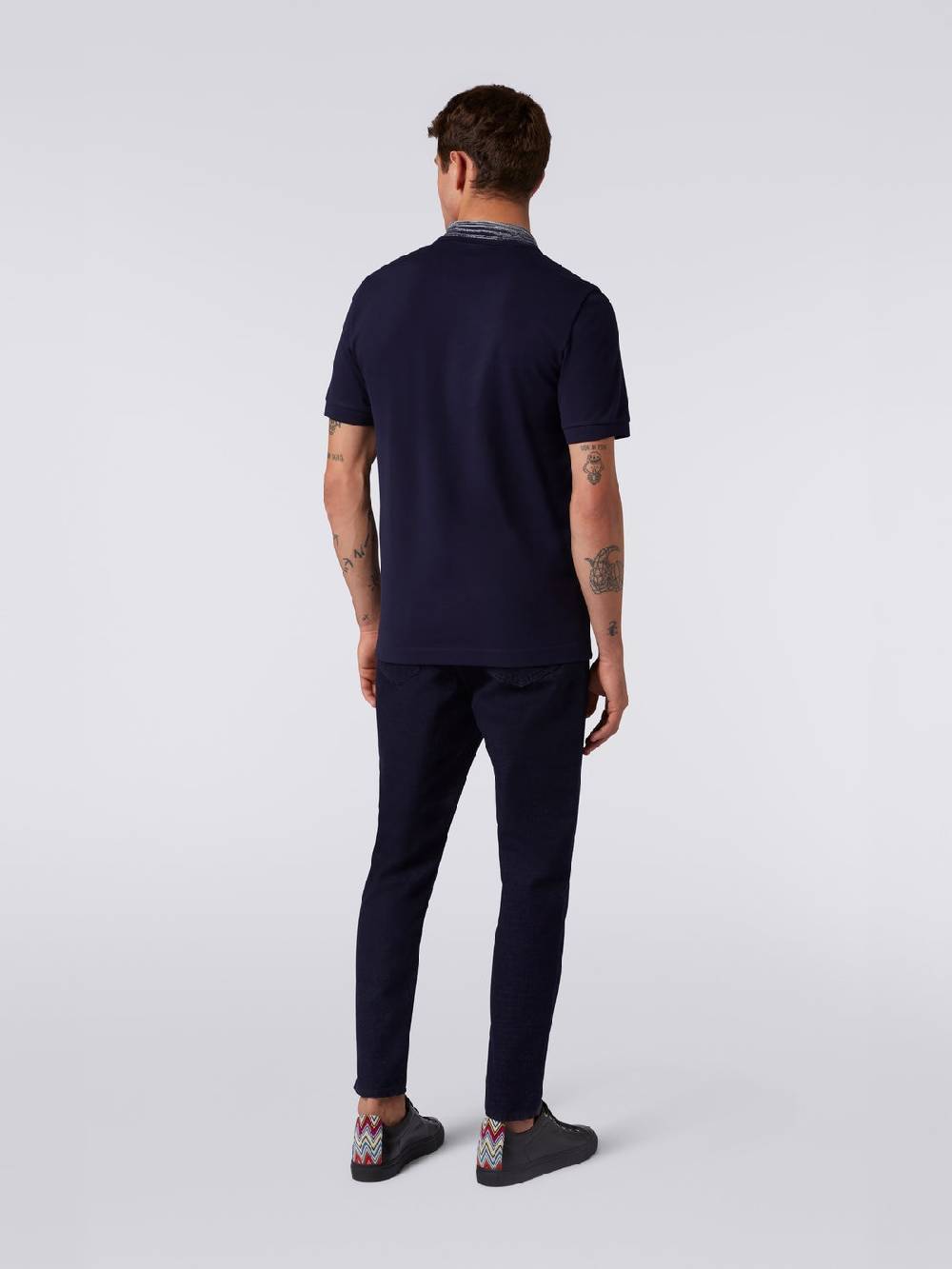 Missoni Polo in cotone con colletto fiammato e scritta logo Spedizione Gratuita