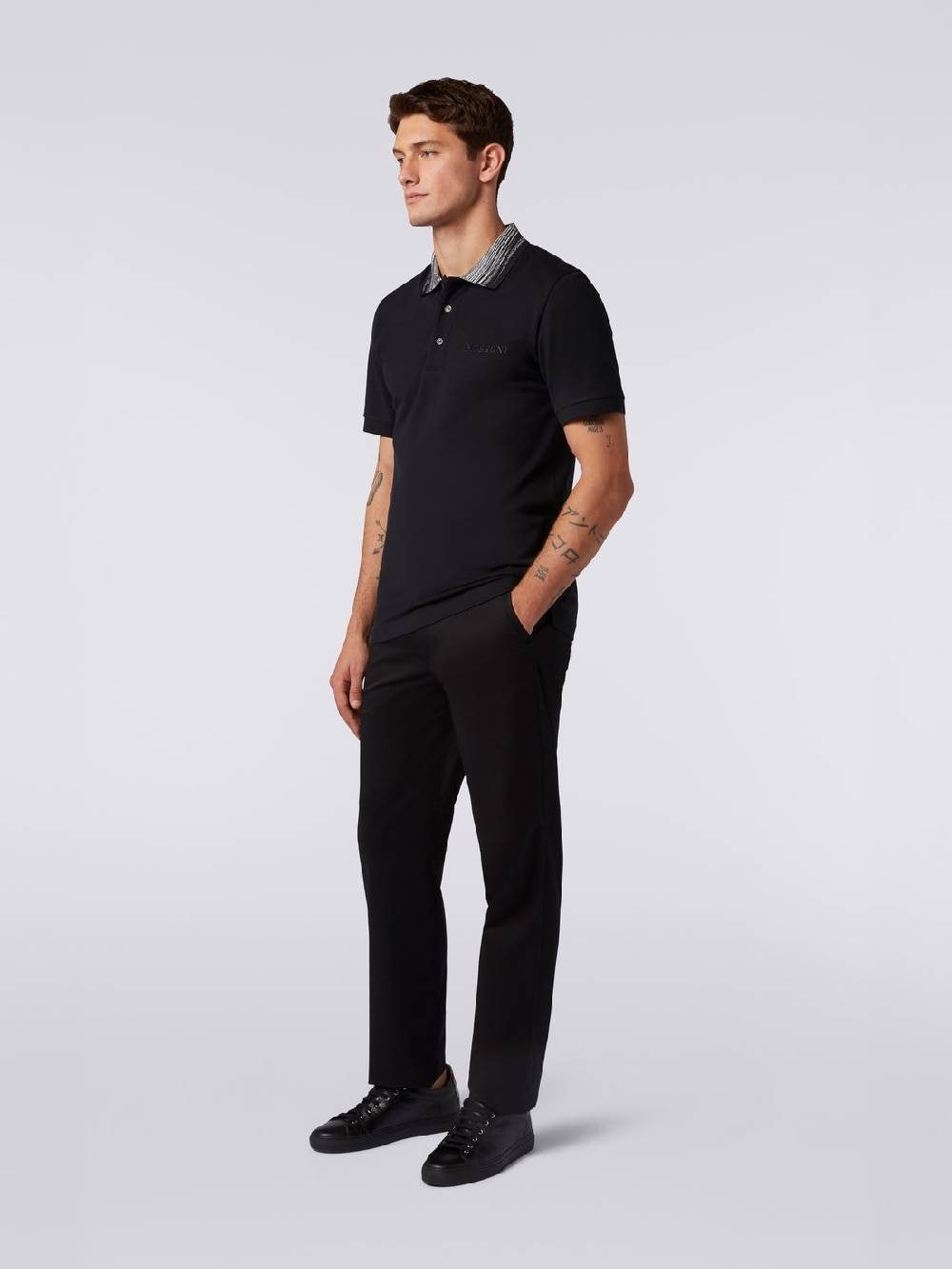 Missoni Polo in cotone con colletto fiammato e scritta logo Soddisfazione Garantita