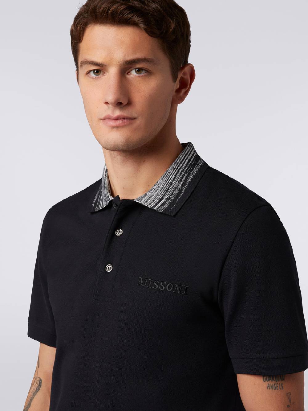 Missoni Polo in cotone con colletto fiammato e scritta logo Soddisfazione Garantita