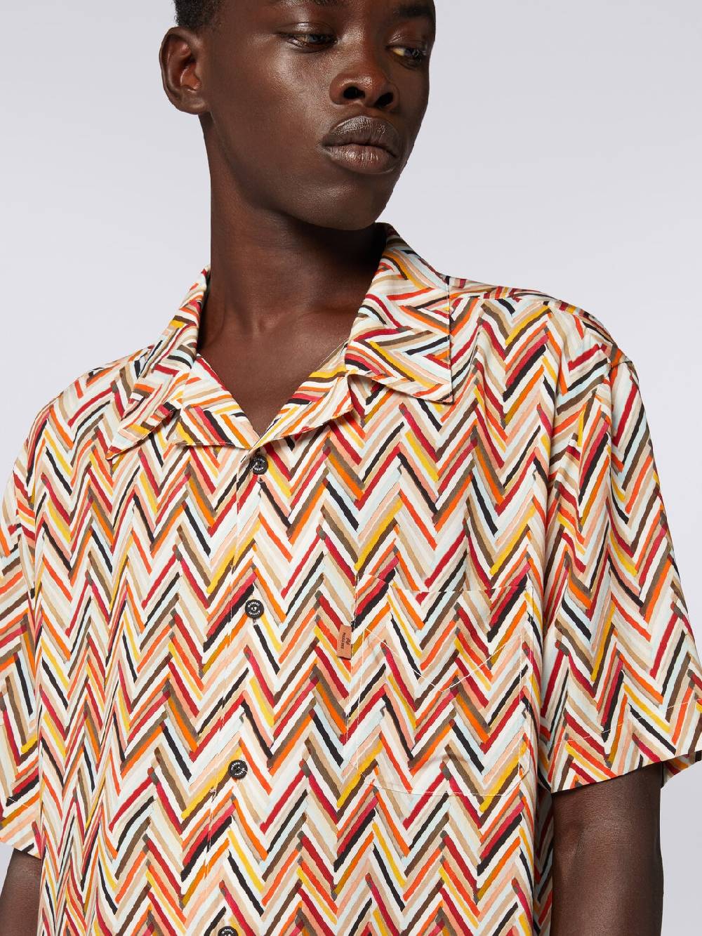 Missoni Camicia a maniche corte in viscosa con stampa zig zag Fino Al -60%