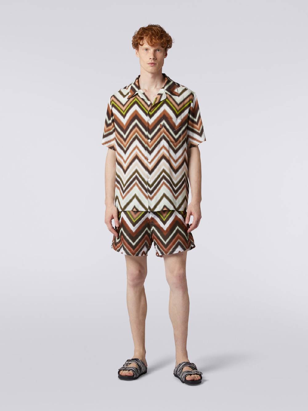 Missoni Camicia a maniche corte in viscosa con stampa chevron Outlet
